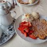 Waffles with Strawberries, Cream and Ice cream. :-)