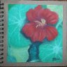 Nasturtium Flower oil pastel by Jane Hebblewhite 