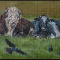 A loose painting of bull and cows 3 halved..jpg